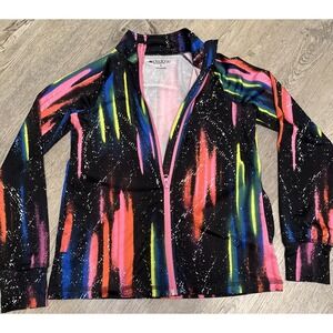 Ideology Women's Med Multicolr Casual Athletic Leisure Lightweight Jacket Zip up